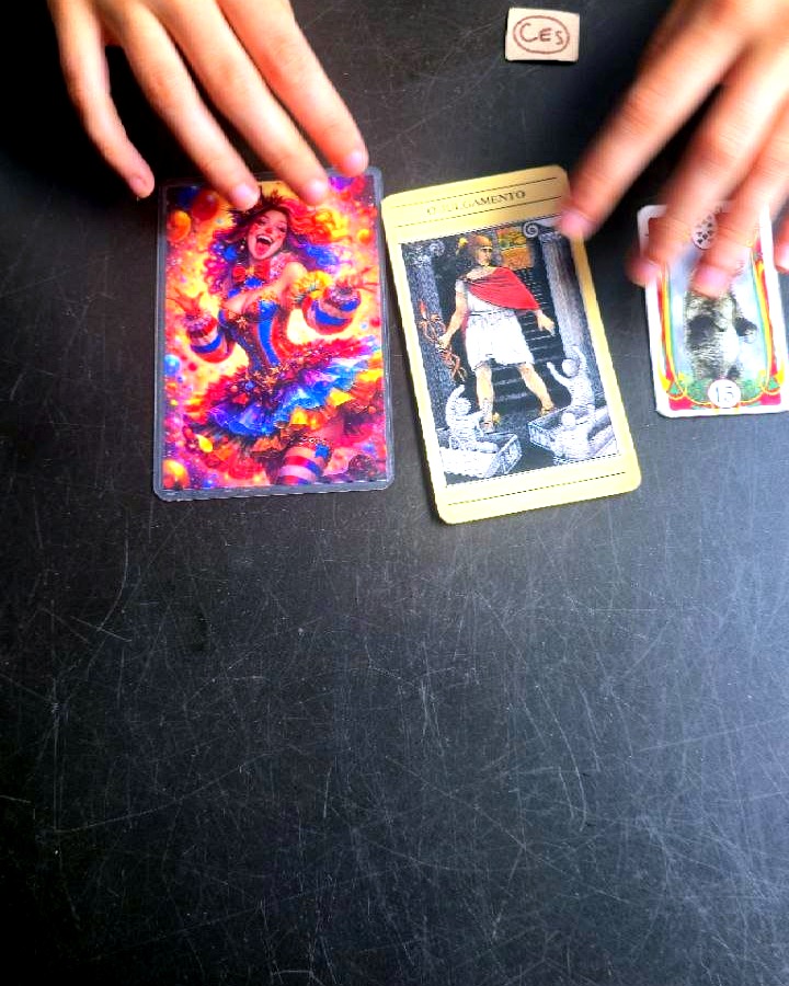 Lua's hands moving over the spread of cards