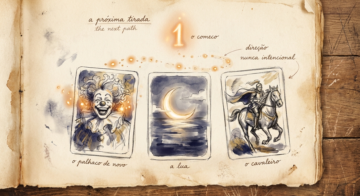 Charcoal and watercolour sketchbook page of the second draw: a glowing number one, a knight riding a horse, a fish, an emerging path of amber dots, and the CES clay seal